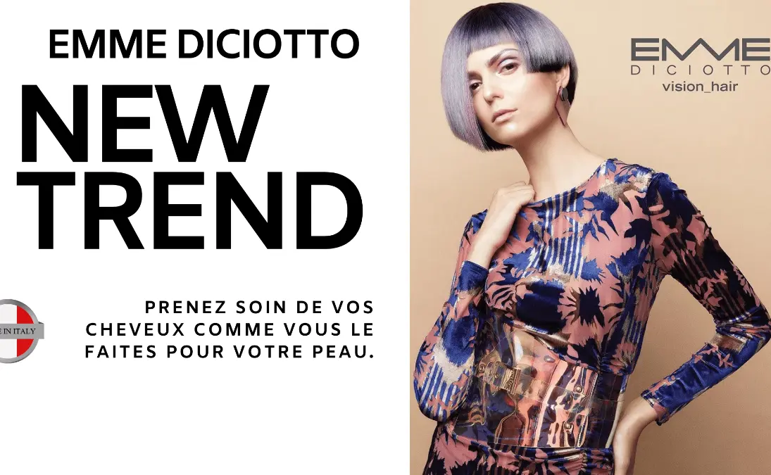 une femme avec des cheveux colorés en plusieurs colors et un texte avec un slogan pour les coiffeur